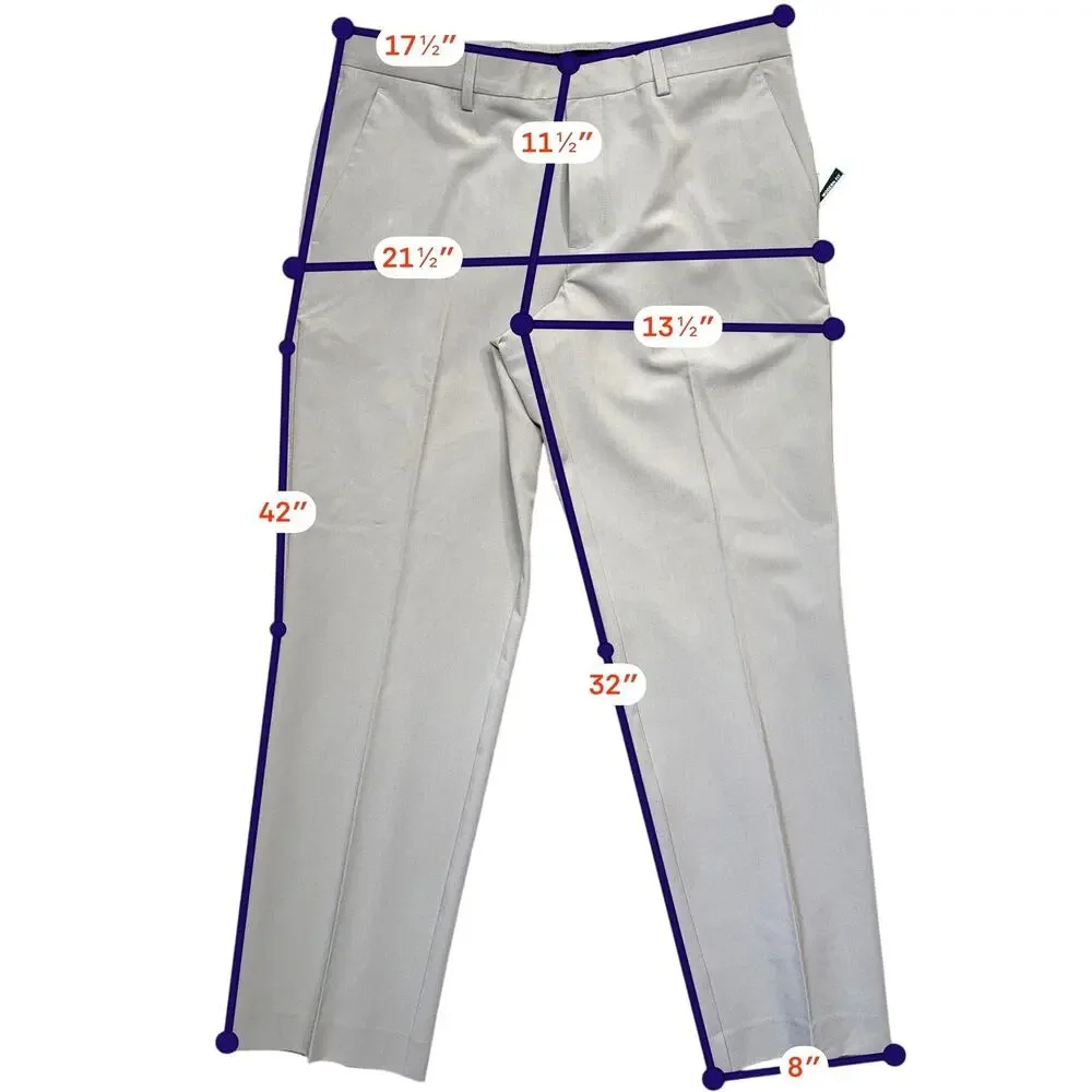 Perry Ellis Portfolio Men's Modern-Fit Stretch Pants Chiseled Stone 34x32 $95